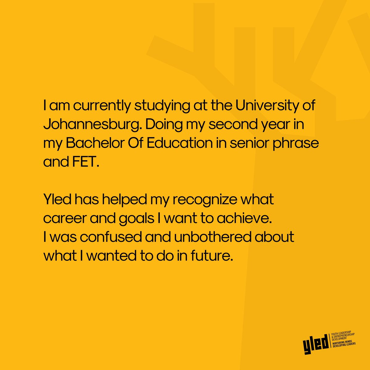 yledsa's tweet photo. Alumni Spotlight~ Vanessa Gumede 

#yledsa #forgeahead #youthdevelopment https://t.co/Z0bsm7TxcI