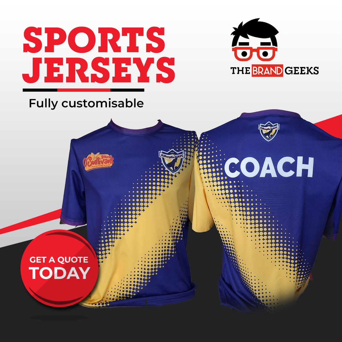 Looking for Branded Jersey / Training Tops for an event, talk to the Geeks today!
#sportsjersey #branding