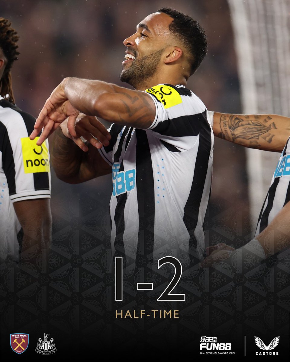 NUFC's tweet photo. We lead at the break. 👊

#WHUNEW // #NUFC https://t.co/1BARpt7igo