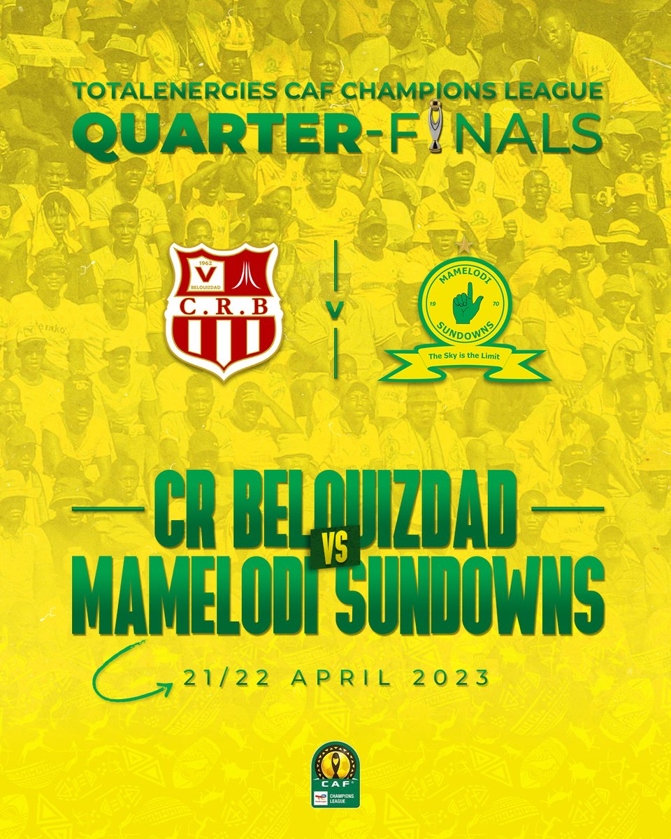 Masandawana's tweet image. Mamelodi Sundowns will face CR Belouizdad in the #TotalEnergiesCAFCL quarter-finals! The first game will be away from home in Algeria!

Drop the flag of your country below to show us where you're supporting The Brazilians from! 👆

#Sundowns