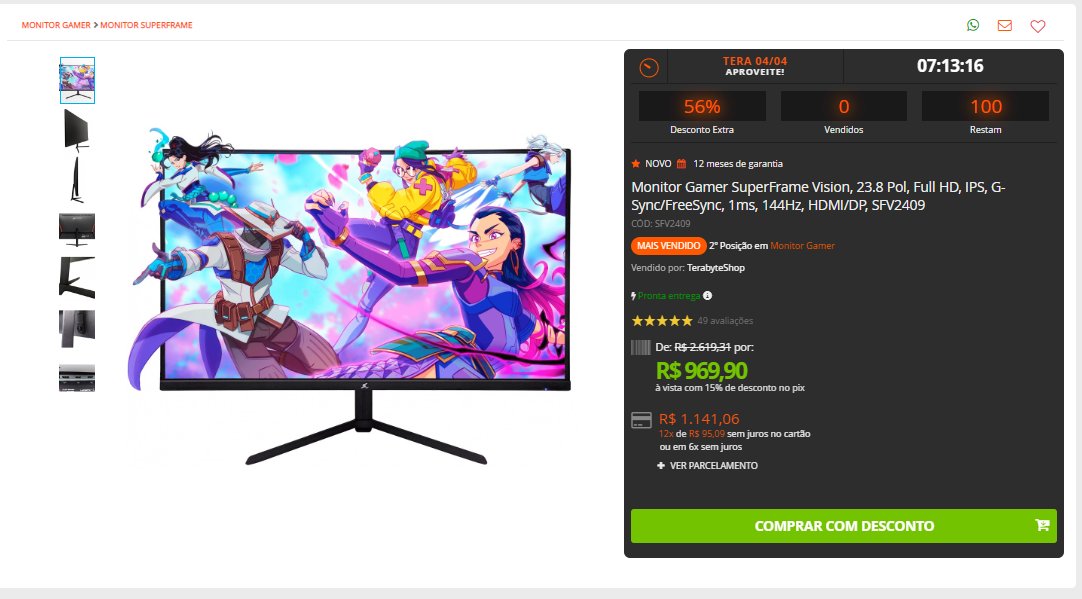 PromoLinkBR's tweet image. Monitor Gamer SuperFrame Vision, 23.8 Pol, Full HD, IPS, G-Sync/FreeSync, 1ms, 144Hz, HDMI/DP

por R$ 969,90 à vista com 15% de desconto no pix
ou em até 12x de R$ 95,09 sem juros

Acesse: terabyteshop.com.br/produto/20042/…

Loja: Terabyte
#PromoGamer #SuperFrame #GAMER