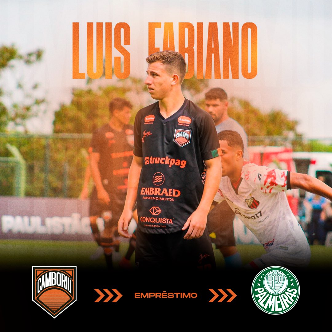 CamboriuFC's tweet photo. Luís Fabiano no Palmeiras! 

O Camboriú Futebol Clube comunica o empréstimo do meia Luís Fabiano, jogador revelado pelas categorias de base do Cambura, ao Palmeiras.

Desejamos muito sucesso nessa nova etapa da sua carreira. Brilha Luís! 💪🏼🙏🏼⚽️ https://t.co/GoizSUFAxI