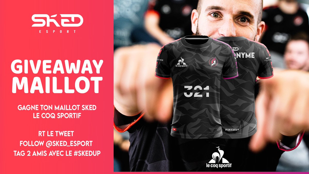 Pour fêter l'arrivée de #R6S, on vous fait gagner un maillot Sked x <a href="/lecoqsportif/">le coq sportif</a> 🐓 !!

Pour participer :

♻️ RT ce tweet 
🙌 Follow <a href="/Sked_Esport/">Sked Esport</a> 
👥 Mentionne 2 amis avec le #SkedUP en commentaires ⬇️

GLHF !!