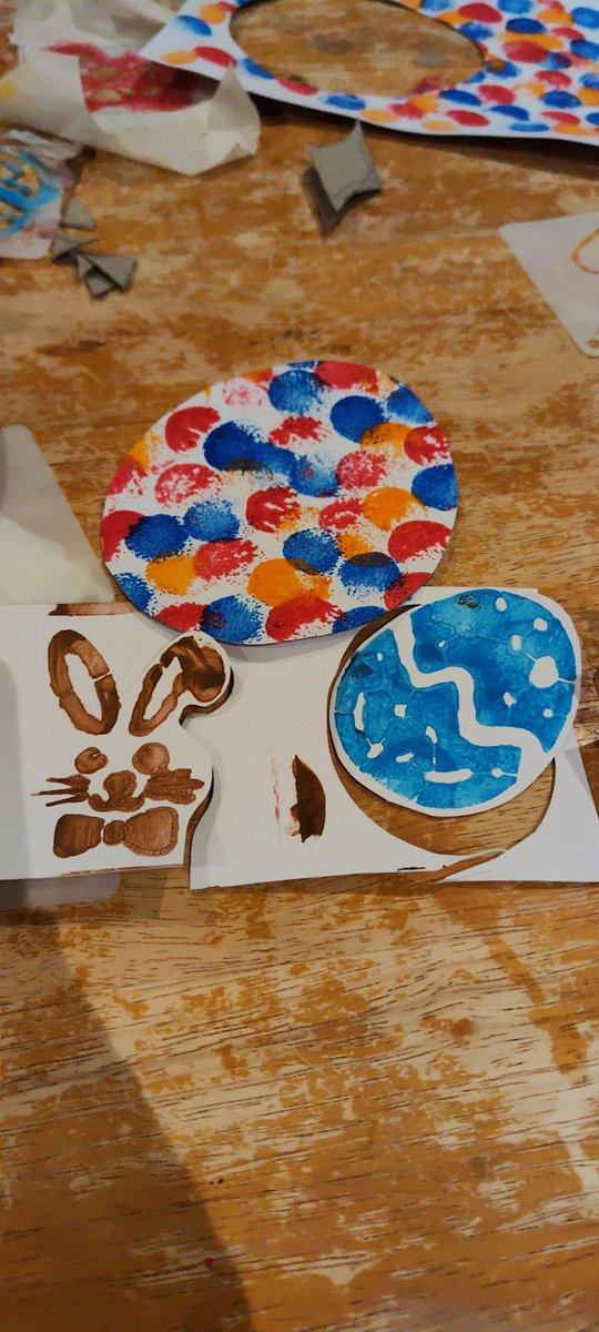 cgirvan's tweet photo. Big art session tonight. TOTALLY out of my comfort zone and trying to work out on the fly how to make an Easter bonnet with toddler, basic art supplies and not an artistic bone in my body.
Somehow we will be turning these into a hat first thing tomorrow.... 🤯
#MummyLife https://t.co/3XHcPdwlJ8