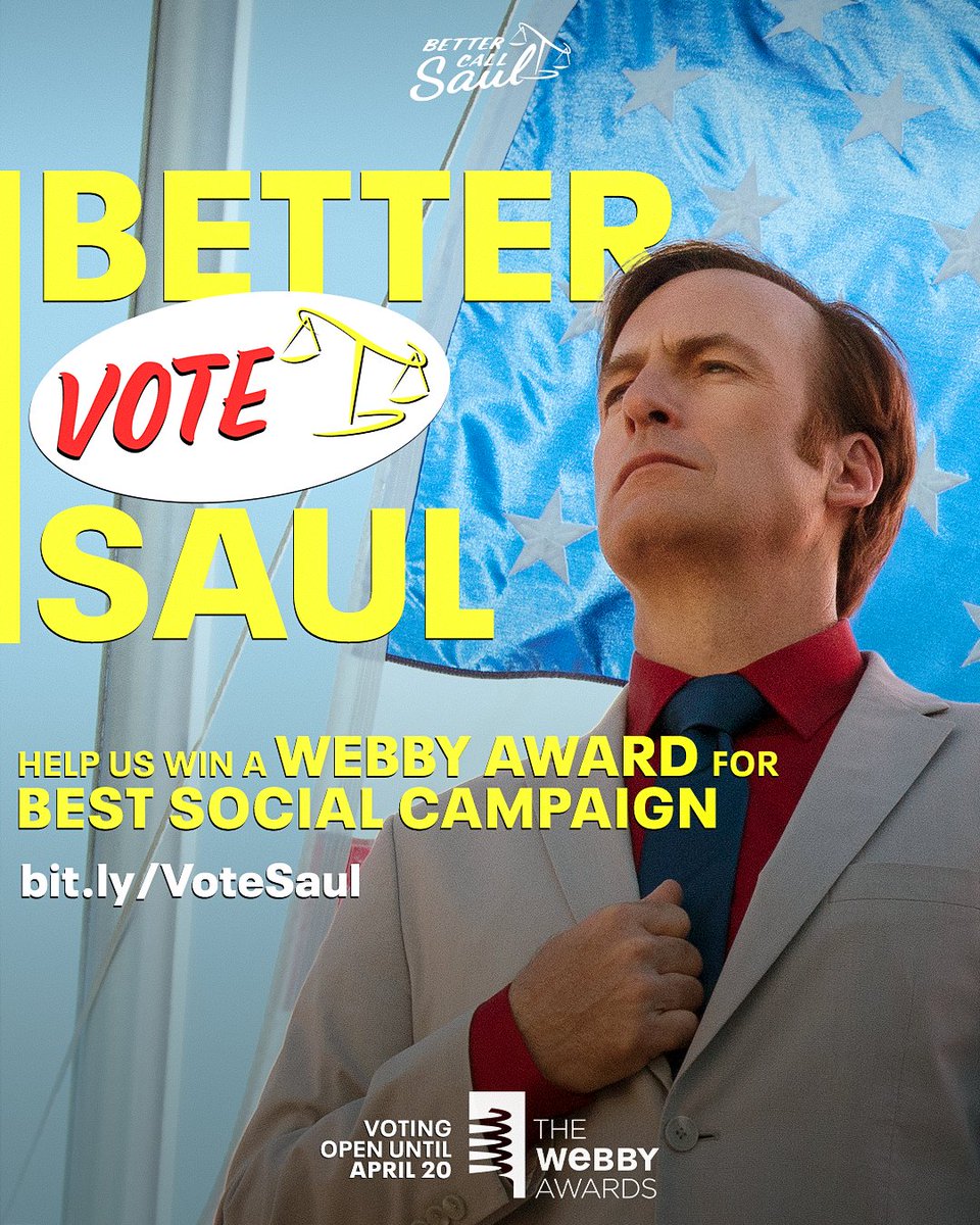 There's only one thing that matters more than justice and that's #BetterCallSaul winning at the #Webbys. Vote for us now at bit.ly/VoteSaul (and yes, that's case sensitive)