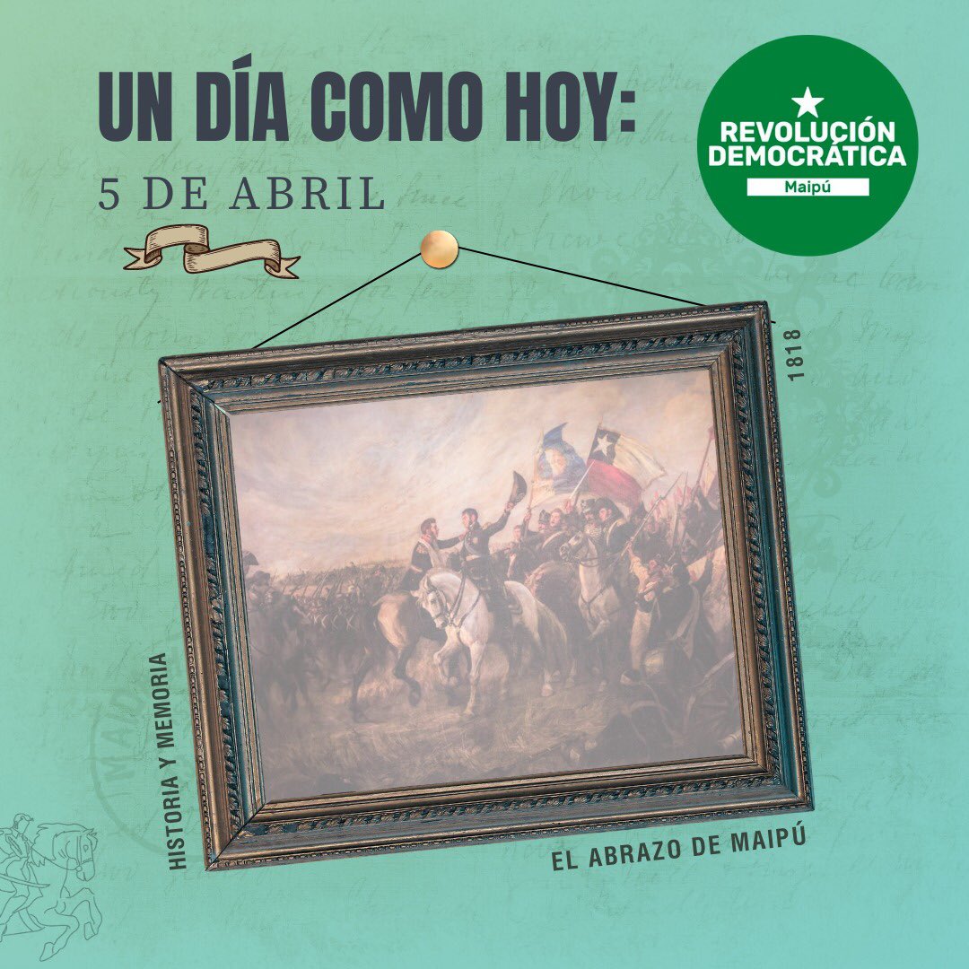 📜 En un día como hoy, se produjo un hito que marcó el proceso de independencia de Chile. El 05 de abril de 1818, se inicia una nueva etapa de nuestra historia en aras de la libertad e independencia de nuestro país.

¡En este día conmemoramos la historia de nuestra comuna! 🇨🇱🤝