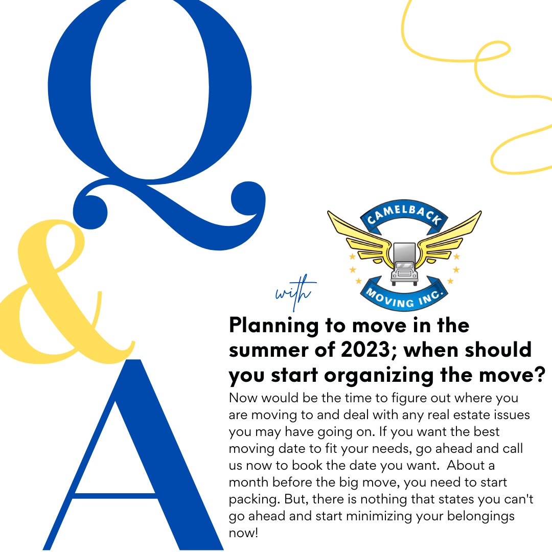 CamelbackMoving's tweet image. The moving season will be upon us before you know it, and those planning a move this summer often wonder when they should start the process. Hopefully, this info can help you get started, and if you have any questions, we are here to help! #CamelbackMoving #MovingFAQ