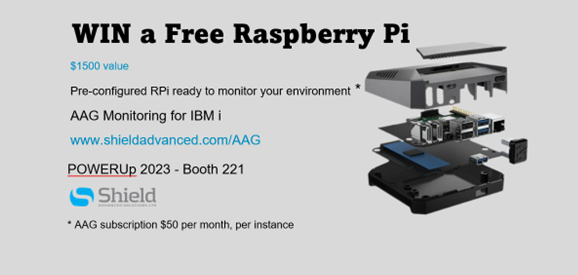 AHird's tweet photo. Are you heading to COMMON #PowerUp23 in Denver? Visit Booth 221, enter to win a Free Raspberry Pi pre-configured with AAG Monitoring for IBM i – ready to monitor your environment. 
#ibmi #nagios #monitoring @shieldadca https://t.co/IXBngL4hku https://t.co/W3Myxfv65Q