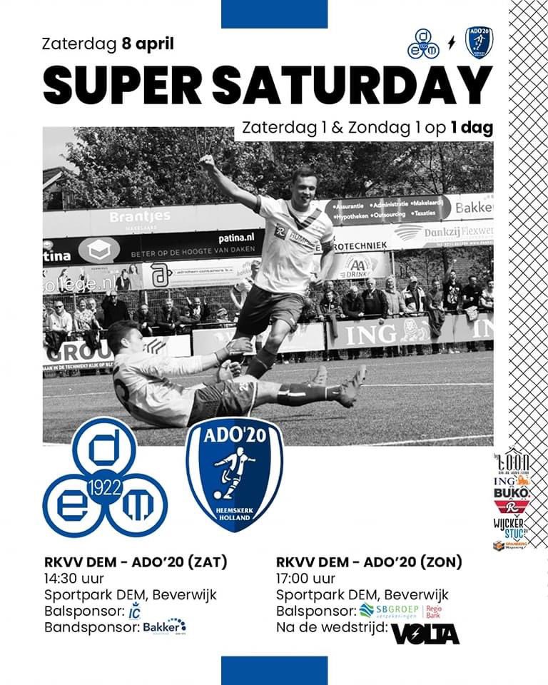 RKVV_DEM's tweet photo. ⚽️⚽️“a.s. ZATERDAG”⚪️🔵
@RKVV_DEM
💾 8 April 2023
🆚 @ado20
🏆 @DerdeDivisieZon
⌛️Speelronde 28
🏟️ Sportpark "Adrichem"
📌 Beverwijk
🕝 14:30 uur - Za1
🕝 17:00 uur - Zo1
#dooreendrachtmacht #samenzijnwedem #adodem https://t.co/iTAZjfGHsO