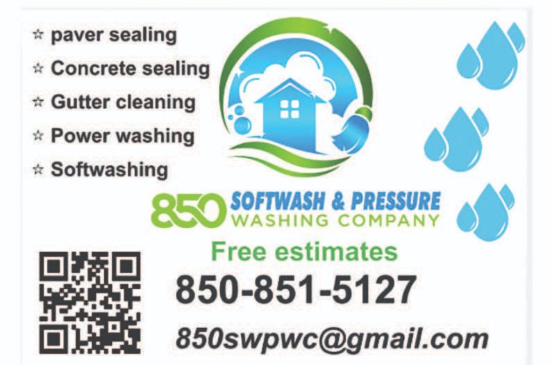 Call 850 Softwash & Pressure Washing company for your home or business outdoor projects. They utilize a soft wash system for safe cleaning, Give us them chance to earn your Business. Mention #Chapmangulf  #RoofCleaning #BuildingWashCleaning
*Save this e-card & pass along*