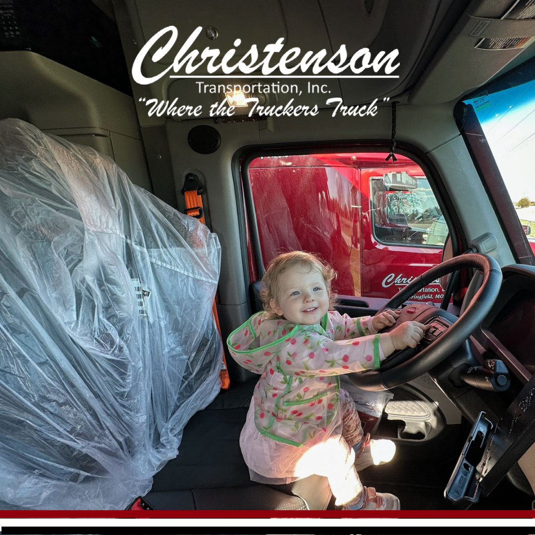 CHNSTRUCKING's tweet photo. Christenson Transportation's Recruiting Director, Rhett Roberson and his daughter stopped by over the weekend to check out some of our new trucks that have just arrived. They are decked out and ready for drivers! #ChristensonTrans #hiringdrivers #lease-purchuse #companydrivers https://t.co/JGPCoNsIti