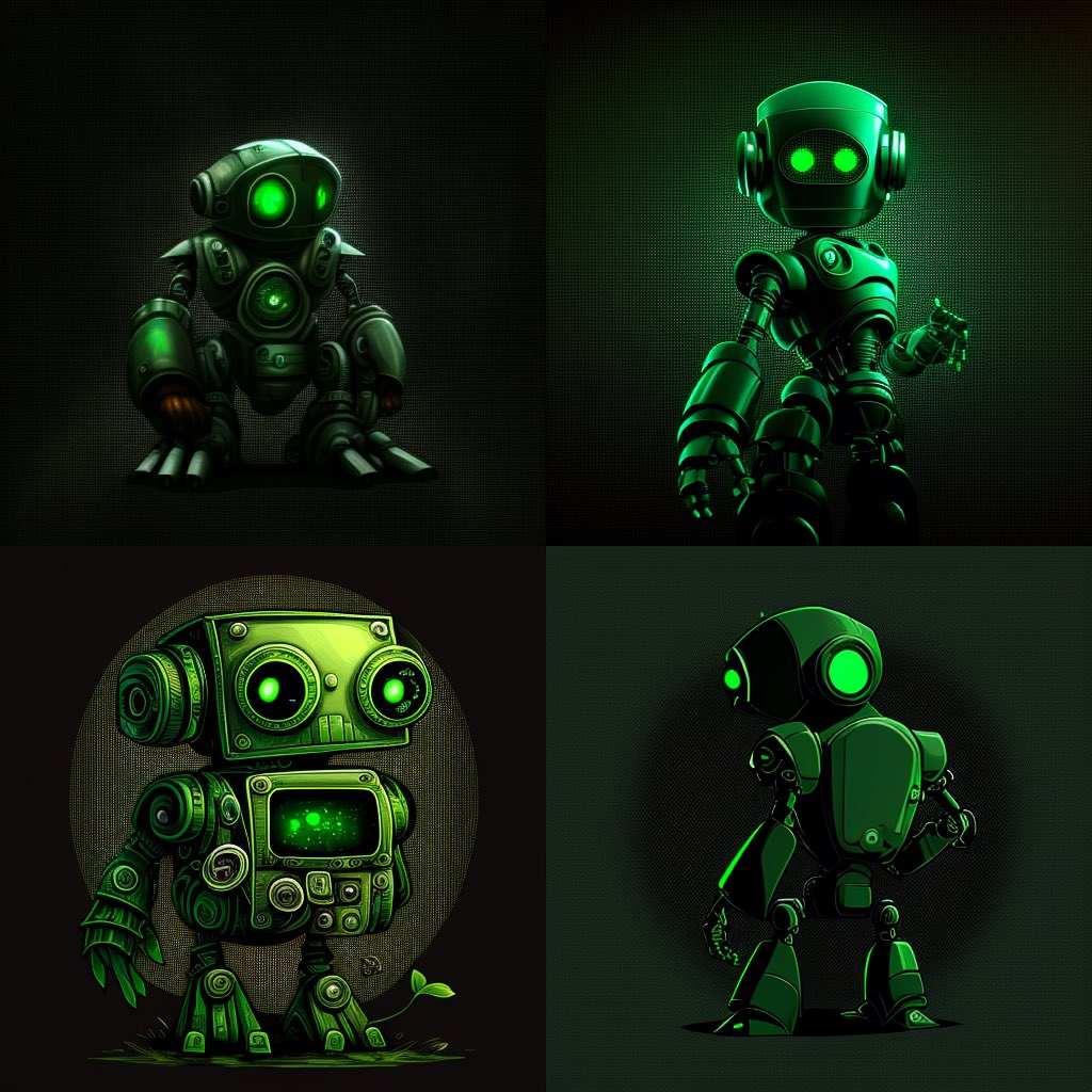 LuckyRobotGames's tweet photo. So we used the /describe function on #MidjourneyAI to describe our current logo, and give a few new ones based on that description. What do you think, and what’s your thoughts on #AIart? Some interesting results. https://t.co/xKSmHf07yk