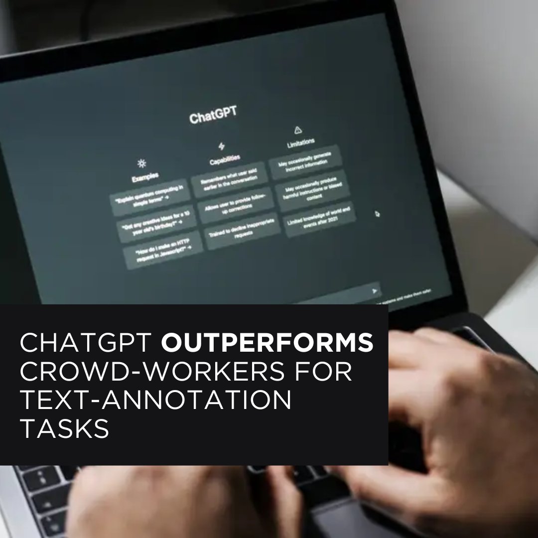 AI_accelerator_'s tweet image. ๐ค #ChatGPT leaves crowd-workers in the dust for text-annotation tasks!ย
Discover how this groundbreaking AI tech streamlines the process for faster, more accurate results.ย
#AI #TextAnnotation