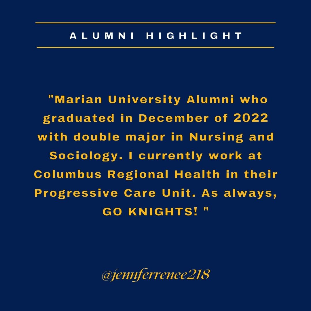 Jennifer Lang a Marian alumni student shared her experience with the Exchange and Lang wanted to share a message to our current Knights. 

#experiencethatmatters #alumnihighlight #lifeaftermarian