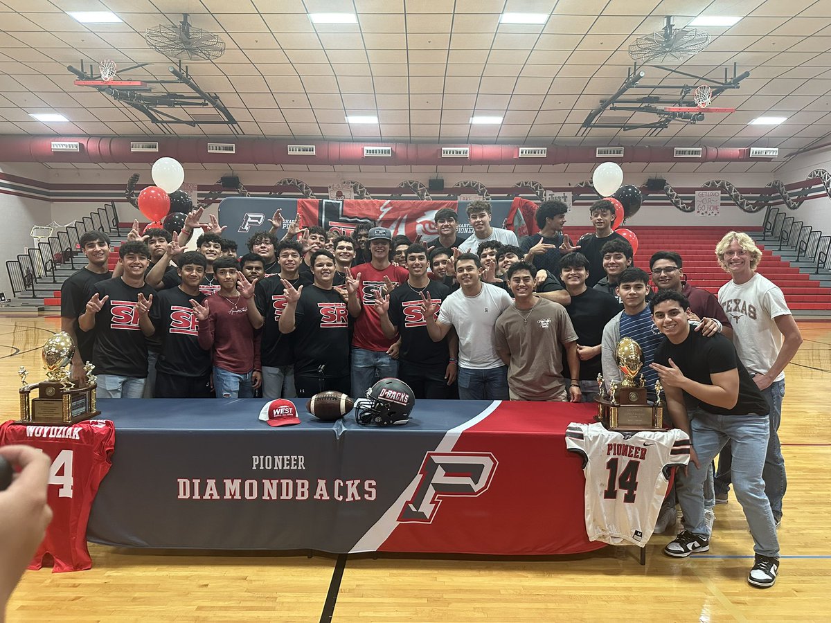 DBack_Football's tweet photo. Congrats to our very own DBack #14 Cole Woydziak on signing his scholarship today to play 🏈 for Sul Ross @SRSUFootball !!! #DBackNation #AllGasNoBrakes https://t.co/Sj6QR1Sg3T