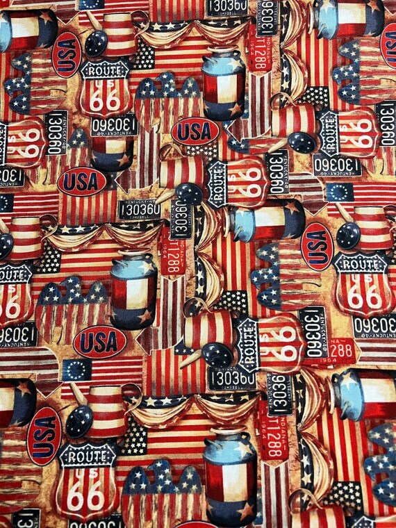 Limited Availability! Route 66 Quilt 100 percent Cotton Fabric By The Yard | Ships Fast  |1/2 Yard | 1 Yard by inspirationalgoodies #handmade #etsy ift.tt/YeE1Opr