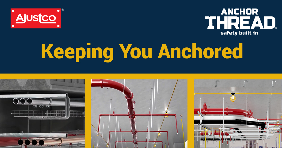 Ajustco's tweet photo. (3/3) Just install the anchor points in a grid pattern on the deck pre-pour and you'll experience the safer, faster way to anchor MEPs and ceiling systems.

#safetybuiltin 
#constructionsafety #keepingyouanchored https://t.co/DwkVK8B3L5
