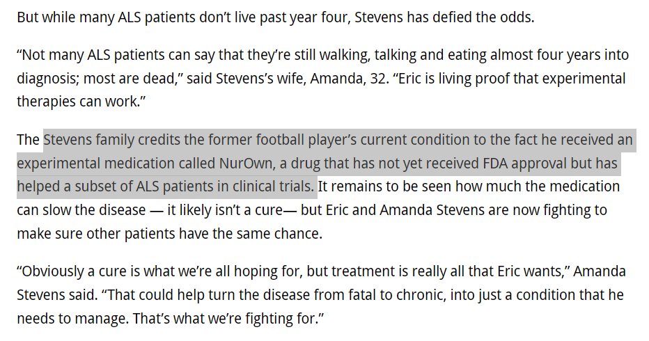 Stevens family credits Eric's condition to #NurOwn 'Not many patients can say they're stil walking, talking & eating almost 4 yrs into diagnosis... Eric is #LivingProof that experimental therapies can work.' Asking @FDACBER to listen to Eric's #RWE dailybreeze.com/2023/04/05/for…