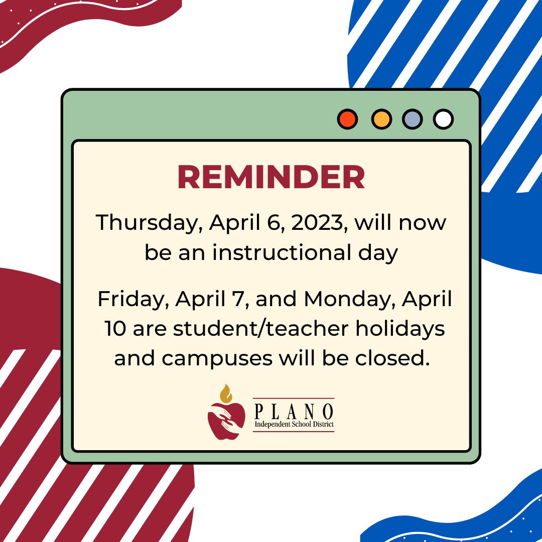 Plano ISD on Twitter "Originally scheduled as a student/teacher