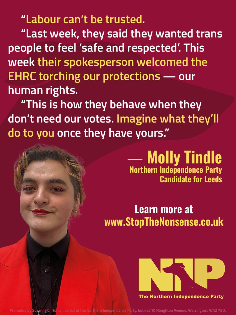 Remember when Labour said they supported trans rights? 🤨

That was last week. This week, they've backed the EHRC torching rights for trans people 🫠

Our candidate in Leeds, Molly Tindle, stands up to #StopTheNonsense