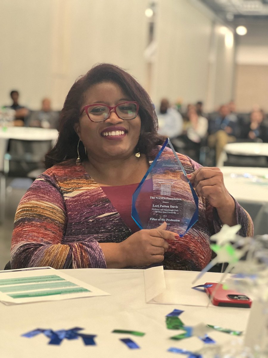 Congratulations again to our department chair and faculty member @LoriPattonDavis for being recognized as a Pillar of the Profession at #NASPA23!