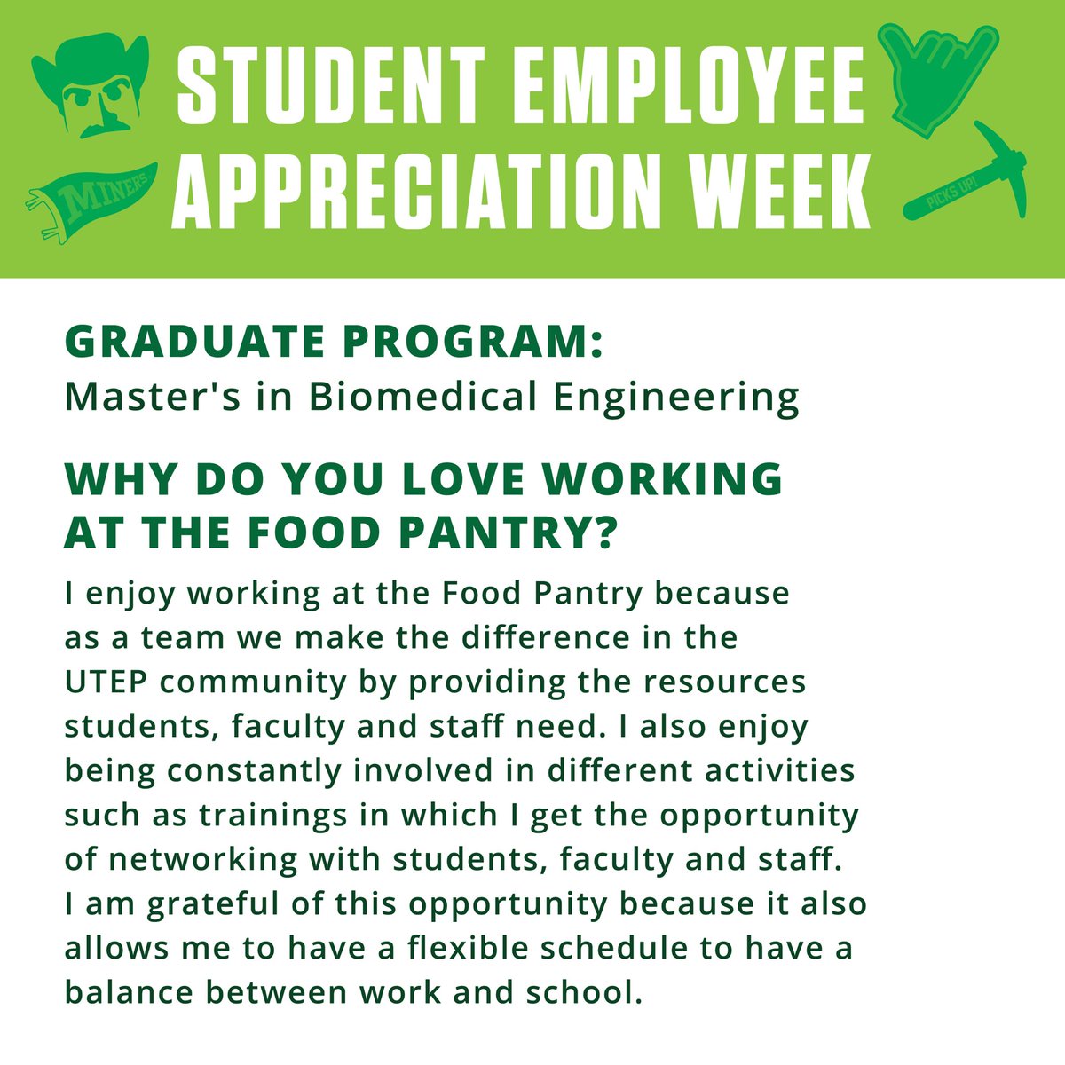 ✨Student Employee Spotlight ✨with Luisa Carlon 💙⛏️🧡
.
.
.
.
.
#utep #iworkatutep #studentemployeeappreciationweek #miners