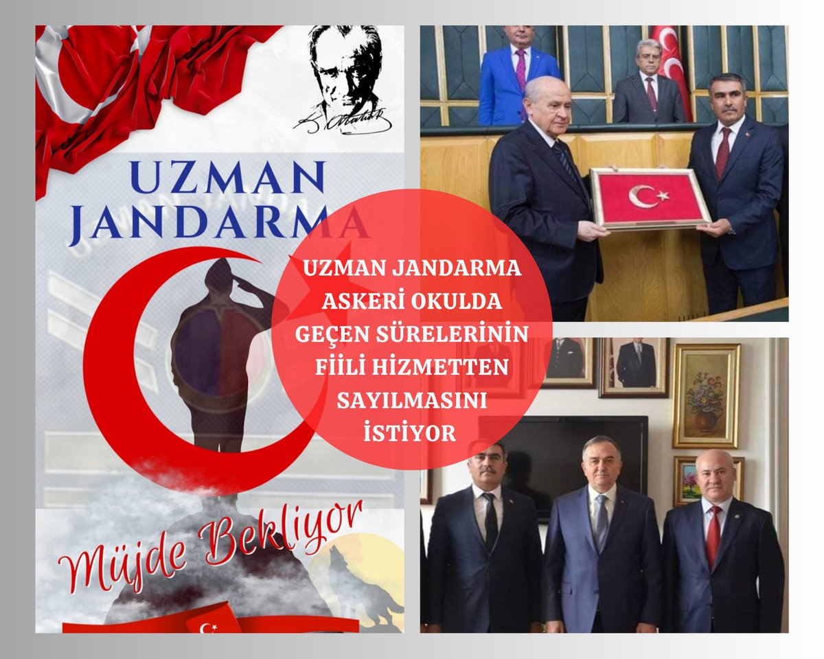 #34YıldırBekliyoruz
UZMAN JANDARMA'lar Okullarının  Subay ve Astsubaylar gibi fiili hizmetten sayılmasını istiyor
<a href="/RTErdogan/">Recep Tayyip Erdoğan</a> <a href="/dbdevletbahceli/">Devlet Bahçeli</a> <a href="/kilicdarogluk/">Kemal Kılıçdaroğlu</a> <a href="/meral_aksener/">Meral Akşener</a> <a href="/Mustafa_Destici/">Mustafa Destici</a> <a href="/ErbakanFatih/">Dr. Fatih Erbakan</a> <a href="/vekilince/">Muharrem İNCE</a> <a href="/DrSinanOgan/">Dr. Sinan Oğan</a> <a href="/umitozdag/">Ümit Özdağ</a> <a href="/erkanakcay45/">Erkan Akçay</a> @yilmaz_ismet58 <a href="/jandarma/">T.C. Jandarma Gn. K</a>