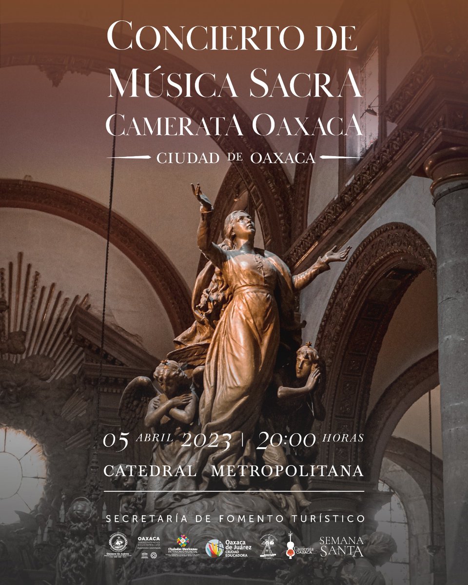 CamerataO's tweet photo. Hoy asiste a nuestro concierto.
Miércoles 5 de abril, 8pm, Catedral Metropolitana, Entrada libre. 

@aoaxacavoy @MunicipioOaxaca 
#SemanaSantaEnOaxaca https://t.co/sUKef0pb5J
