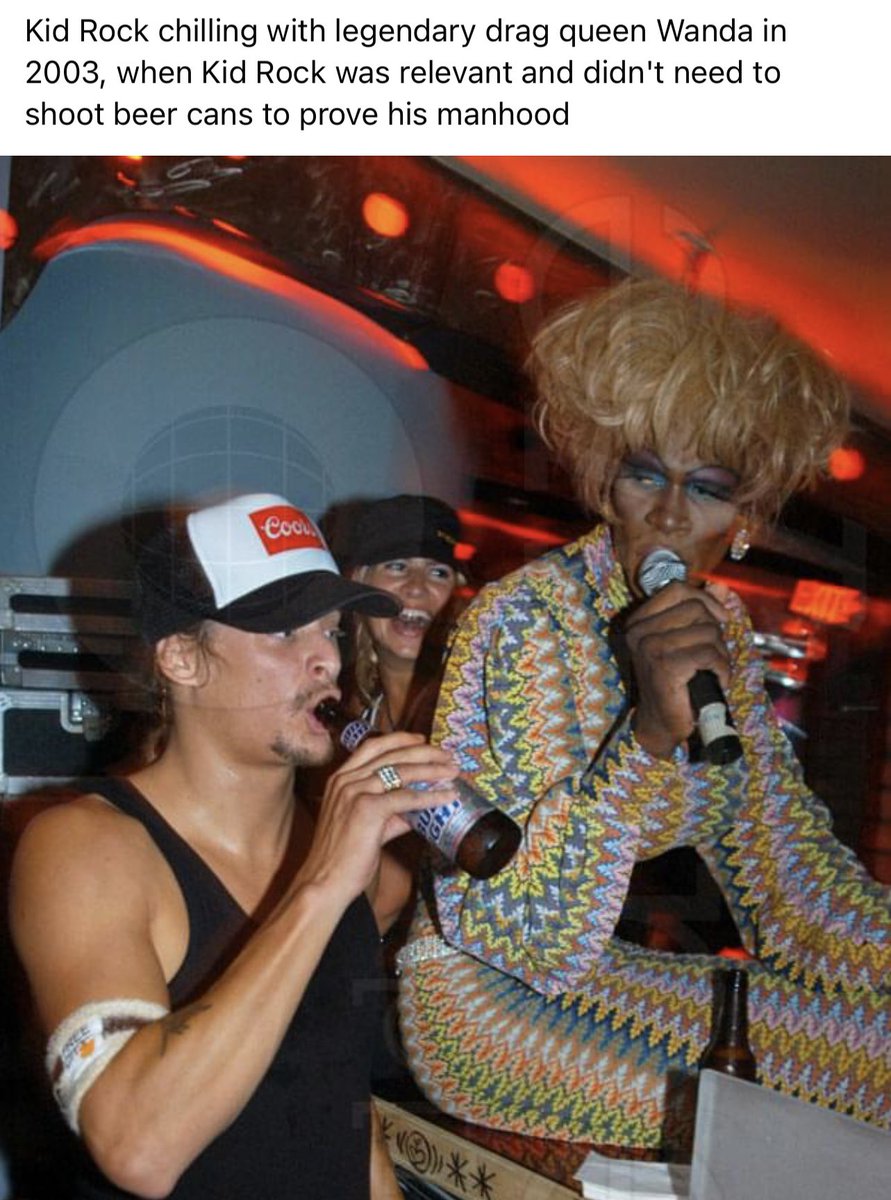 Ojeda4America's tweet image. There is always receipts!  Here we have Kid Rock enjoying a bud light next to a drag Queen.  It didn’t bother him back them.  Yeah that’s right….he’s now trying to stay relevant so he spews fake outrage.  But if it didn’t bother him then, it doesn’t really bother him now.