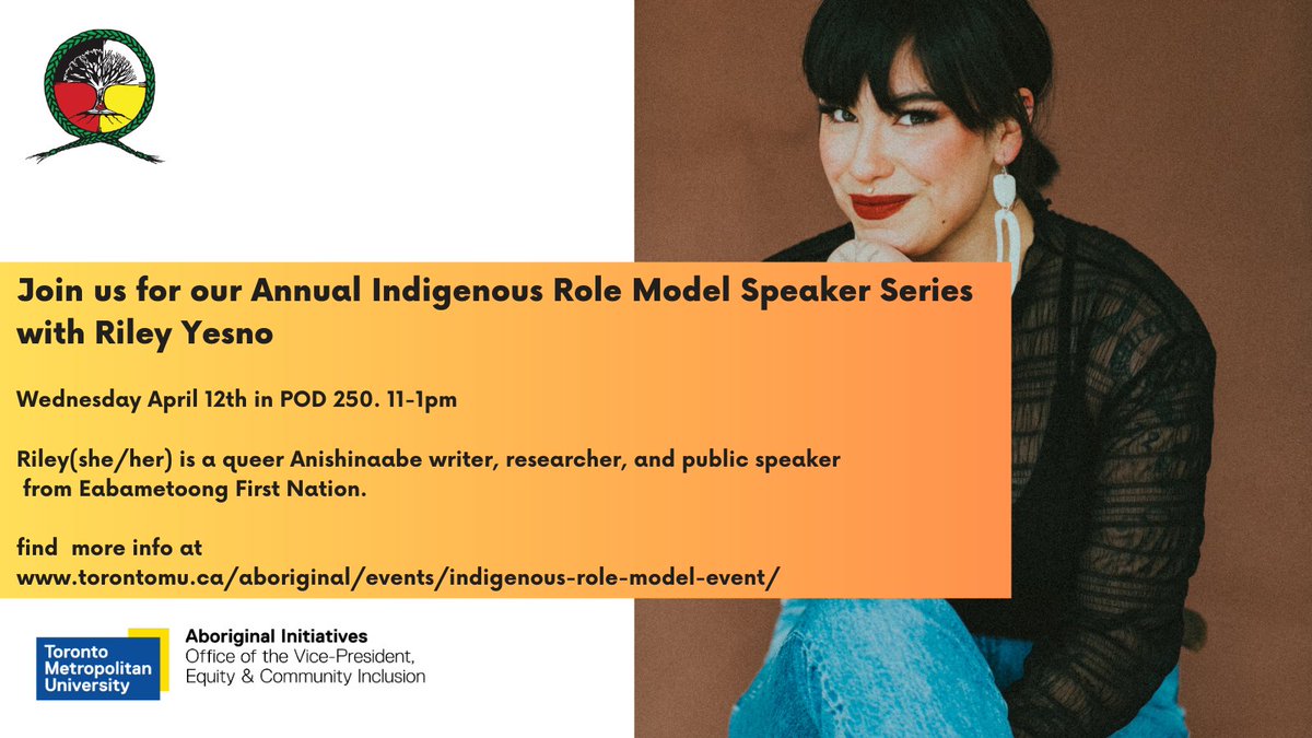 The Indigenous Role Model event led by TMU Aboriginal Student Services provides an opportunity for the TMU community to learn from and engage with Indigenous leaders. The Role Model shares their story and insight into their lived experience, chosen field and professional journey.