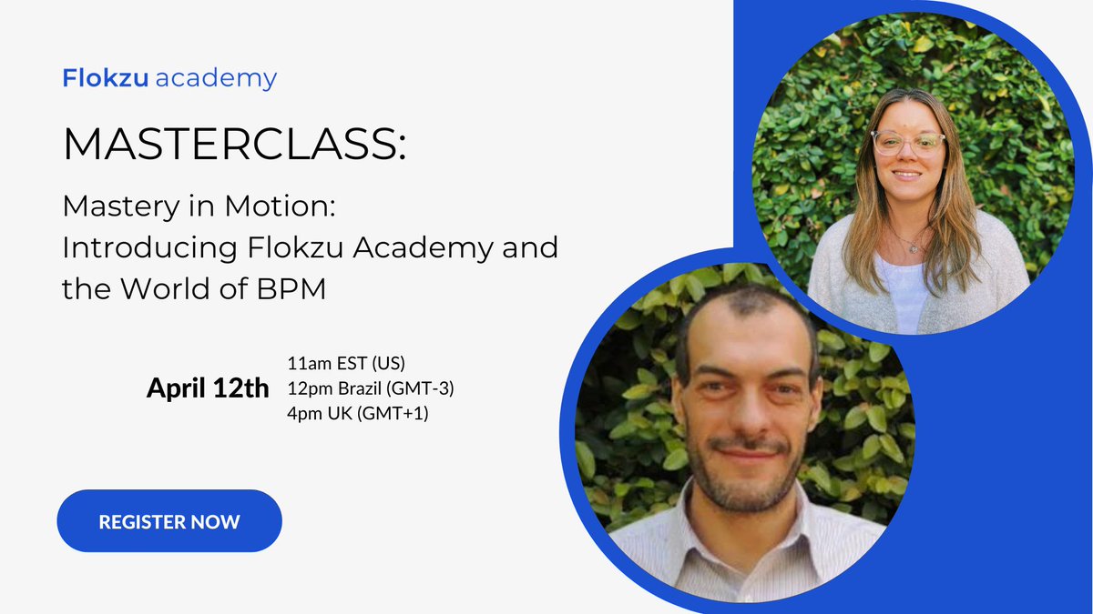 Don't miss our first #masterclass next Wednesday! Learn about the #BPM discipline  hear about our new #FlokzuAcademy. 
Limited spots available, register now for a chance to win a free certification and discounts: flokzu.com/masterclass-en/