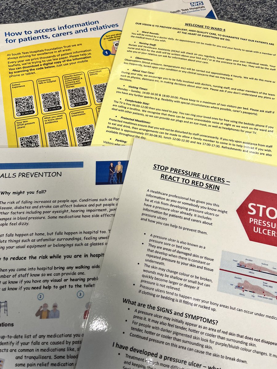 Ward 4 welcome pack launched today #patientinformation #fallsprevention #stoppressureulcers @jackharrys @RenalJCUH @SouthTees @PatientExperie3 @BethSwanson6