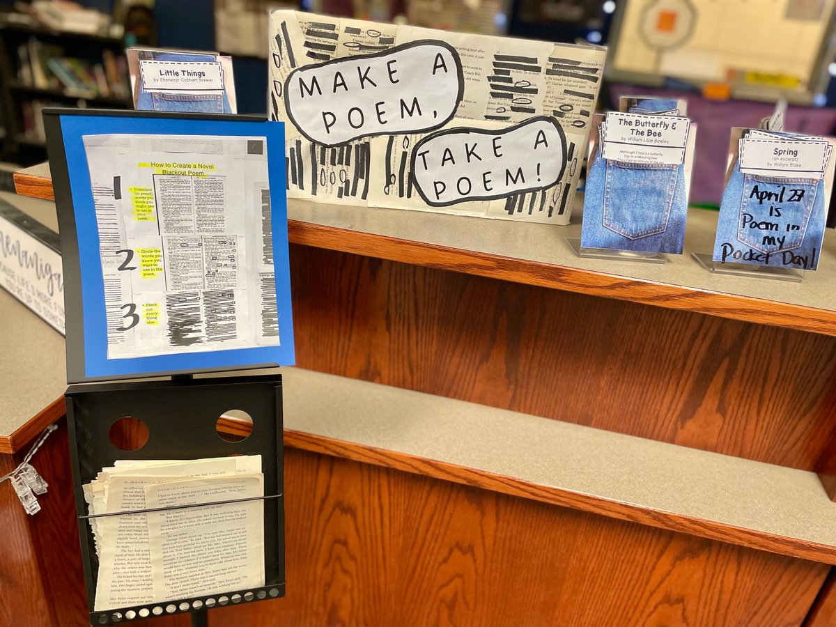 HiRMS_library's tweet photo. Come make blackout poetry with us!! We supply everything except the inspiration—that’s all you. 💙 Can’t wait to read what you create! https://t.co/nUBBJUQdul