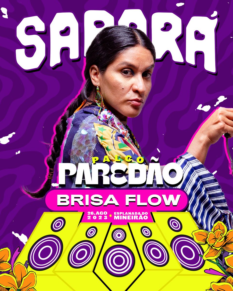 SararaFestival's tweet photo. Aqui o Sarará entregou poesia: a rapper Brisa Flow vai chegar grandona no Palco Paredão do #FestivaldeSentir, entoando ritmo e histórias dos povos originários da América Latina.

E a gente vai estar como? Vivona e vivendo nesse dia de amor e força. 💜🏹

#Sarará2023 #BrisaFlow https://t.co/MSrLCqu2pk