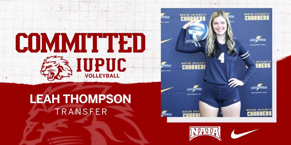 IUCVolleyball's tweet photo. We are thrilled to announce a new commit for the IUPUC volleyball program. Leah Thompson, a transfer student from Marian University Ancilla College, will join our Crimson Pride team for our 2023 Season. Welcome to IUPUC Leah! @IUPUCAthletics https://t.co/QOXl7DNuga