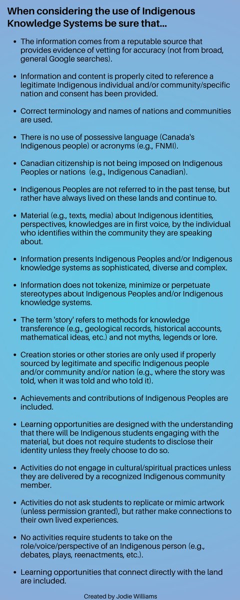 Here are some suggested guidelines when considering the use of Indigenous Knowledges in your classroom