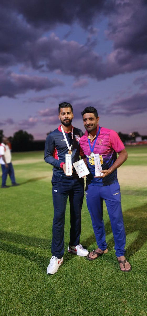 iamasifkhanuae's tweet photo. Alhamdulillah MOM . 
  with @IamAlikhan23  .
Also received player of the tournament award . The best moment for me to perform in ICC event . Thanks everyone for supporting us 
@cricketworldcup @ICC @EmiratesCricket https://t.co/pBZWFDP640
