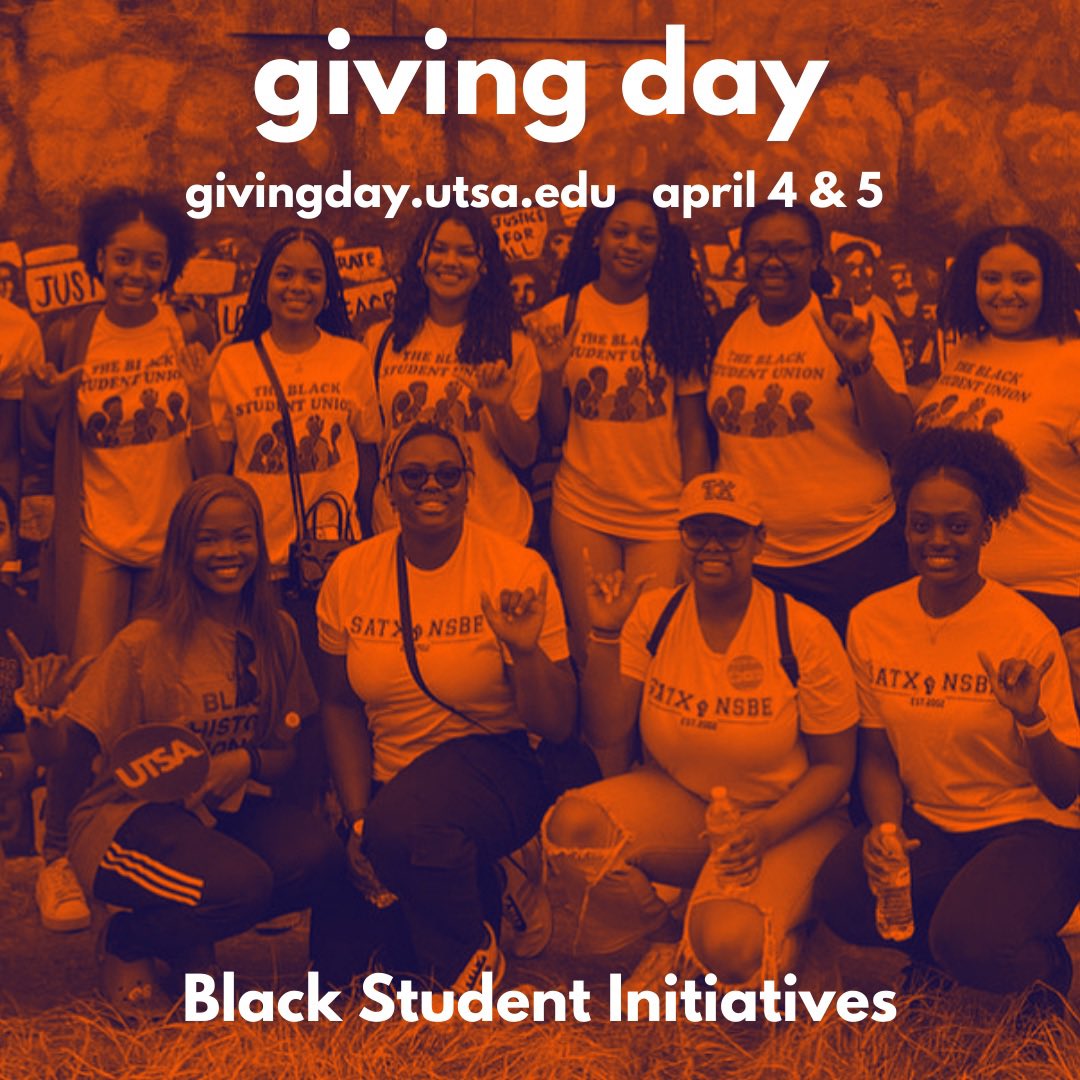 UTSABLAC's tweet image. With 3 hours remaining, you can help the Black Student Initiatives !!!

Let’s finish strong Runner Nation❗️

#buildthenest #utsa #birdsup #meepmeep @UTSAAlumni @UTSA