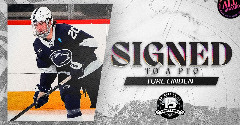 ontarioreign's tweet photo. ROSTER: We've added forward Ture Linden to the roster on a PTO. He joins us after completing his collegiate career with @PennStateMHKY.

Welcome, @Ture_Linden6!