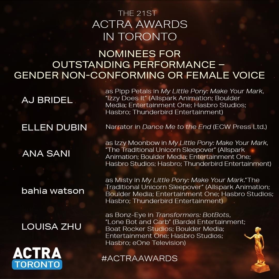 Big congratulations to @EllenDubinActor on her ACTRA Award nomination! 🎉

Ellen is nominated for Outstanding Performance for her work as the narrator of the audiobook “Dance Me to the End”

We love to see our Vox family thriving!! 

#actraawards #audiobooks