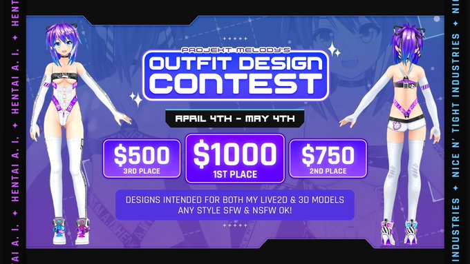 ✨My Outfit Design Contest is OPEN!!!✨

➡️Rules: 

💜ANY style! SFW & NSFW!
💜Deadline: April 4 - May 4
💜Submission