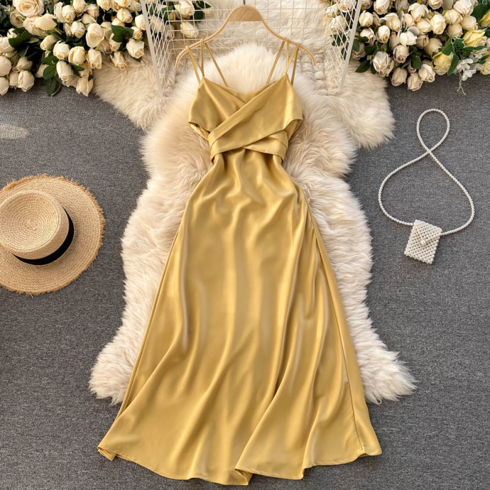 V-Neck Sleeveless Women Korean Strap Dress #cottonsummerdress #girlsummerdress #springsummerdress #floralsummerdress