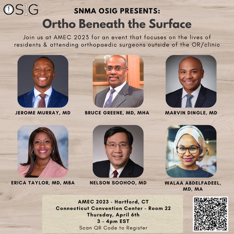 DukeOrtho's tweet image. Wishing @DukeSMNA well at the #AMEC2023 conference this week. Be sure to attend @DukeOrtho&apos;s Erica D. Taylor, MD, MBA&apos;s panel discussion, &apos;Ortho Beneath the Surface&apos;, on April 6 at 3 p.m. It focuses on the lives of residents &amp;amp; attending ortho surgeons outside of the OR/clinic.