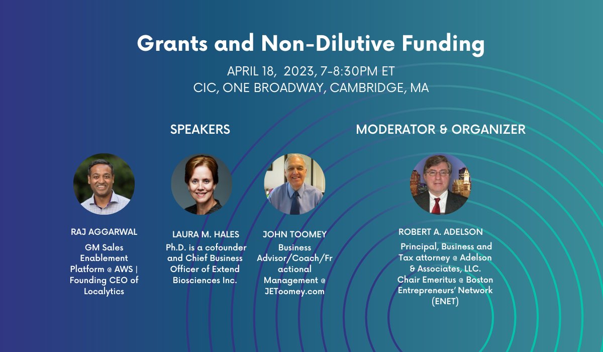 Boston ENET: IEEE Boston Entrepreneurs' Network (@bostonenet) on Twitter photo Join <a href="/BostonENET/">Boston ENET: IEEE Boston Entrepreneurs' Network</a>'s next #startupevent of its 32nd consecutive program year for #entrepreneurs & #investors: Grants & Non-Dilutive Funding.
Pitch Practice <a href="/eMinutePITCH/">eMinute PITCH: 90-second elevator pitch practice</a>.
RSVP bostonenet.org/?utm_source=Tw…
The #ENET Community: #Education & #Networking #StartupEvents #enet3216 #pitch3216 Join <a href="/BostonENET/">Boston ENET: IEEE Boston Entrepreneurs' Network</a>'s next #startupevent of its 32nd consecutive program year for #entrepreneurs & #investors: Grants & Non-Dilutive Funding.
Pitch Practice <a href="/eMinutePITCH/">eMinute PITCH: 90-second elevator pitch practice</a>.
RSVP bostonenet.org/?utm_source=Tw…
The #ENET Community: #Education & #Networking #StartupEvents #enet3216 #pitch3216