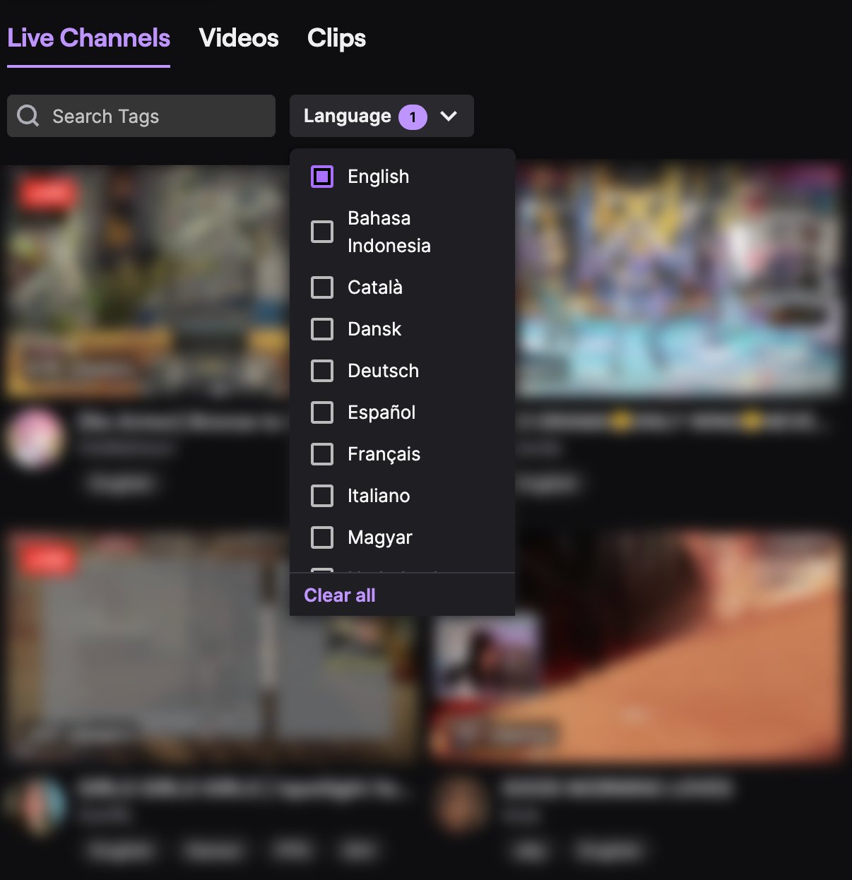 Languages on Twitch