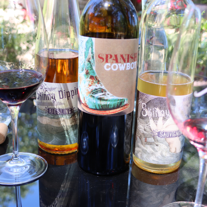 FringeWines's tweet photo. The Cowboy and his ladies 
Have you tried Skinny Dipping? 
https://t.co/ePyQkiIirr
#orangewineisnotacrime #spanishcowboy #redblend #90points #wineenthusiast #orangewine #skincontactwine #skinfermented https://t.co/mjBe05yXX2