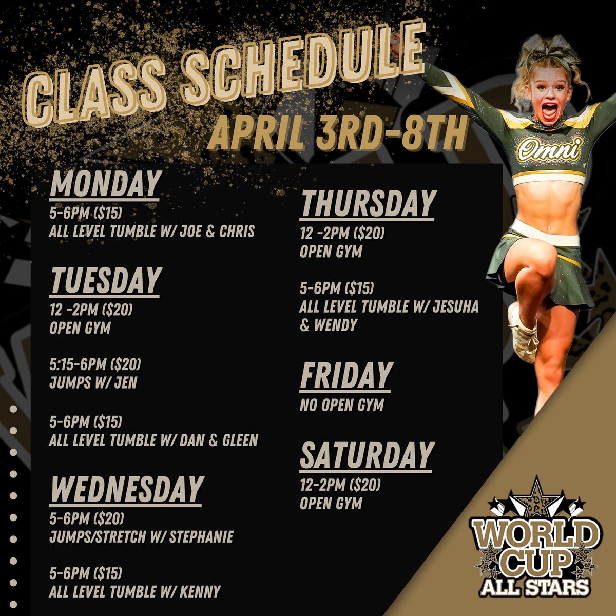 WorldCupallstar's tweet image. April Class Schedules 💫

#WC #ClassSchedule #April