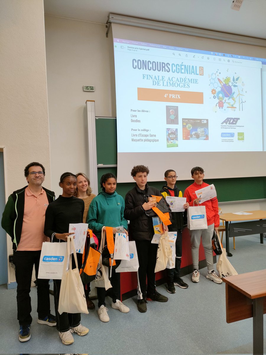 CGenialLimoges's tweet photo. Merci à tous nos partenaires. Grâce à eux, les élèves ont reçu de belles récompenses :
@CEA_Officiel @AfdetNa @Casden_BP @MAIF @groupe_mgen @PoledeStages @UnilimSciences  et le musée Urêka.
@aclimoges @Fond_CGenial @Sciences_Ecole https://t.co/THJP6gmmyI