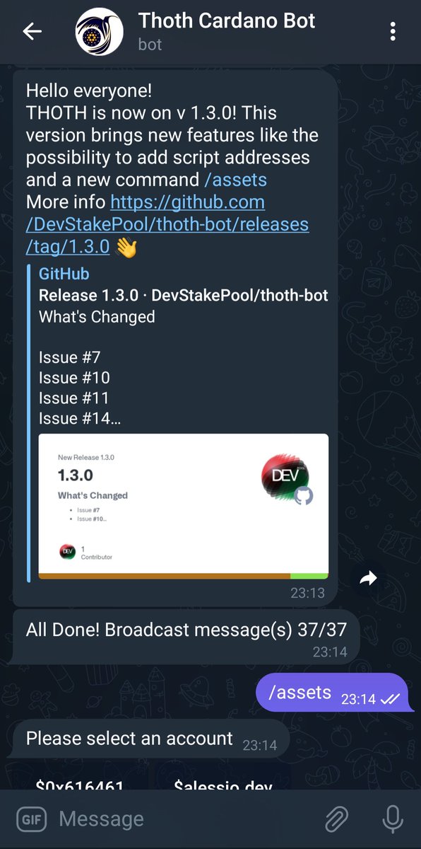 thoth_cardano's tweet image. Version 1.3.0 is out! 🤗
#BuildOnCardano #telegram #CardanoCommunity