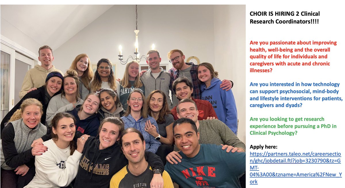 MGH CHOIR (@mgh_choir) on Twitter photo 📢 CHOIR is looking to hire a native Spanish-speaking research coordinator to help increase the reach of our studies!
If you or someone you know is interested, click the link below to apply!
partners.taleo.net/careersection/…
<a href="/MGHPsychiatry/">MGH Psychiatry</a> 📢 CHOIR is looking to hire a native Spanish-speaking research coordinator to help increase the reach of our studies!
If you or someone you know is interested, click the link below to apply!
partners.taleo.net/careersection/…
<a href="/MGHPsychiatry/">MGH Psychiatry</a>